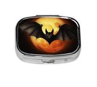 Small Pill Box Portable Pill Box 2 Compartment Metal Pill Holder Vitamin Holder Organizer Cute Halloween Bat Travel Pill Box Wallet Pocket