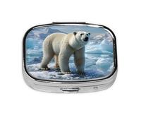 Small Pill Box Portable Pill Box 2 Compartments Metal Holder Pill Vitamin Organizer Cute Polar Bear Travel Pill Box Pocket Wallet