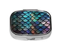 Small Pill Box Portable Pill Case 2 Compartment Metal Pill Vitamins Holder Organizer Cute 3D Magical Dragon Scales Pattern Travel Pillbox for Purse Pocket