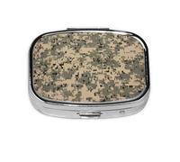 Small Pill Box Portable Pill Case 2 Compartment Metal Pill Vitamins Holder Organizer Cute Army Digital Camouflage Travel Pillbox for Purse Pocket