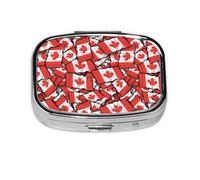 Small Pill Box Portable Pill Case 2 Compartment Metal Pill Vitamins Holder Organizer Cute Canadian Flag Travel Pillbox for Purse Pocket