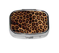 Small Pill Box Portable Pill Case 2 Compartment Metal Pill Vitamins Holder Organizer Cute Cool Cheetah Leopard Travel Pillbox for Purse Pocket