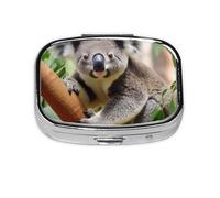 Small Pill Box Portable Pill Case 2 Compartment Metal Pill Vitamins Holder Organizer Cute Cute Koala Travel Pillbox for Purse Pocket