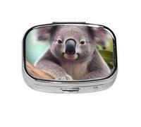 Small Pill Box Portable Pill Case 2 Compartment Metal Pill Vitamins Holder Organizer Cute Cute Koala Travel Pillbox for Purse Pocket