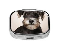 Small Pill Box Portable Pill Case 2 Compartment Metal Pill Vitamins Holder Organizer Cute Cute Schnauzer Travel Pillbox for Purse Pocket