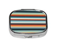 Small Pill Box Portable Pill Case 2 Compartment Metal Pill Vitamins Holder Organizer Cute Fashion Striped Travel Pillbox for Purse Pocket