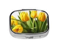 Small Pill Box Portable Pill Case 2 Compartment Metal Pill Vitamins Holder Organizer Cute Flower Travel Pillbox for Purse Pocket