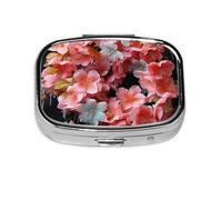 Small Pill Box Portable Pill Case 2 Compartment Metal Pill Vitamins Holder Organizer Cute Garlands Nice Flowers Travel Pillbox for Purse Pocket