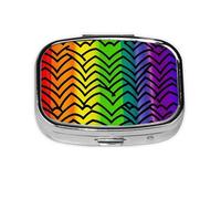 Small Pill Box Portable Pill Case 2 Compartment Metal Pill Vitamins Holder Organizer Cute Gay Pride Rainbow Pattern Travel Pillbox for Purse Pocket