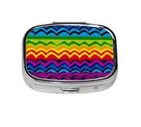 Small Pill Box Portable Pill Case 2 Compartment Metal Pill Vitamins Holder Organizer Cute Gay Pride Rainbow Pattern1 Travel Pillbox for Purse Pocket
