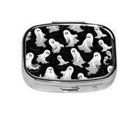 Small Pill Box Portable Pill Case 2 Compartment Metal Pill Vitamins Holder Organizer Cute Halloween Goth Travel Pillbox for Purse Pocket