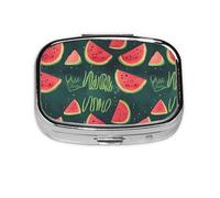 Small Pill Box Portable Pill Case 2 Compartment Metal Pill Vitamins Holder Organizer Cute One in A Melon Travel Pillbox for Purse Pocket
