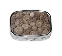 Small Pill Box Portable Pill Case 2 Compartment Metal Pill Vitamins Holder Organizer Cute Petoskey Stone1 Travel Pillbox for Purse Pocket