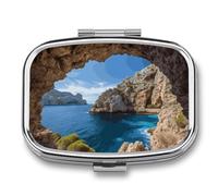 Small Pill Box Travel Pill Case with 2 Compartments Portable Pills Container Arch in Mallorca Spain Pills Organizer Vitamin Organizer Fish Oil Box Pocket Medicine Organizers