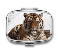 Small Pill Box Travel Pill Case with 2 Compartments Portable Pills Container Big Tiger Pills Organizer Vitamin Organizer Fish Oil Box Pocket Medicine Organizers