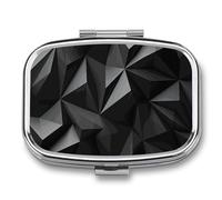 Small Pill Box Travel Pill Case with 2 Compartments Portable Pills Container Black Geometric Pills Organizer Vitamin Organizer Fish Oil Box Pocket Medicine Organizers