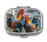 Small Pill Box Travel Pill Case with 2 Compartments Portable Pills Container Chicken Under The Tree Pills Organizer Vitamin Organizer Fish Oil Box Pocket Medicine Organizers
