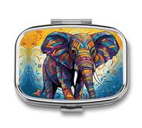 Small Pill Box Travel Pill Case with 2 Compartments Portable Pills Container Colorful Elephant Pills Organizer Vitamin Organizer Fish Oil Box Pocket Medicine Organizers