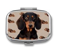 Small Pill Box Travel Pill Case with 2 Compartments Portable Pills Container Dachshund Dog Pills Organizer Vitamin Organizer Fish Oil Box Pocket Medicine Organizers