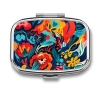 Small Pill Box Travel Pill Case with 2 Compartments Portable Pills Container Flower Design Pills Organizer Vitamin Organizer Fish Oil Box Pocket Medicine Organizers