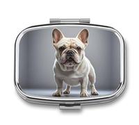 Small Pill Box Travel Pill Case with 2 Compartments Portable Pills Container French Bulldog Pills Organizer Vitamin Organizer Fish Oil Box Pocket Medicine Organizers
