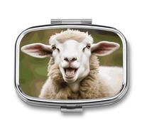 Small Pill Box Travel Pill Case with 2 Compartments Portable Pills Container Funny Naughty Sheep Pills Organizer Vitamin Organizer Fish Oil Box Pocket Medicine Organizers
