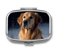 Small Pill Box Travel Pill Case with 2 Compartments Portable Pills Container Golden Retriever Pills Organizer Vitamin Organizer Fish Oil Box Pocket Medicine Organizers
