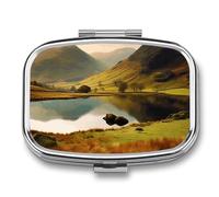 Small Pill Box Travel Pill Case with 2 Compartments Portable Pills Container Lake District National Park Pills Organizer Vitamin Organizer Fish Oil Box Pocket Medicine Organizers
