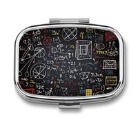 Small Pill Box Travel Pill Case with 2 Compartments Portable Pills Container Mathematics and Physics Pills Organizer Vitamin Organizer Fish Oil Box Pocket Medicine Organizers