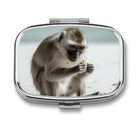 Small Pill Box Travel Pill Case with 2 Compartments Portable Pills Container Monkey on The Ground Pills Organizer Vitamin Organizer Fish Oil Box Pocket Medicine Organizers