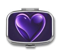 Small Pill Box Travel Pill Case with 2 Compartments Portable Pills Container Purple Love Pills Organizer Vitamin Organizer Fish Oil Box Pocket Medicine Organizers