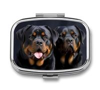 Small Pill Box Travel Pill Case with 2 Compartments Portable Pills Container Rottweiler Wallpaper Pills Organizer Vitamin Organizer Fish Oil Box Pocket Medicine Organizers