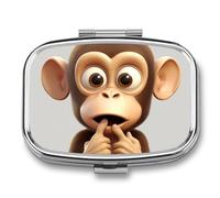 Small Pill Box Travel Pill Case with 2 Compartments Portable Pills Container The Silent Monkey Pills Organizer Vitamin Organizer Fish Oil Box Pocket Medicine Organizers