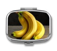 Small Pill Box Travel Pill Case with 2 Compartments Portable Pills Container Yellow Banana Pills Organizer Vitamin Organizer Fish Oil Box Pocket Medicine Organizers