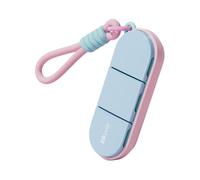 Small Pill Case, 3 Compartment Pills Box with Silicone Lanyard, Portable Waterproof Medicine Storage Box for Travel Daily Use (Blue)