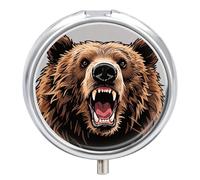 Small Pill Case Big Brown Bear 3 Compartments Portable Pill Container
