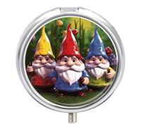 Small Pill Case Colorful Gnomes 3 Compartments Portable Pill Container