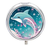 Small Pill Case Cute Dolphin Snowflake 3 Compartments Portable Pill Container