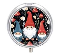 Small Pill Case Cute Gnomes 3 Compartments Portable Pill Container