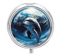 Small Pill Case Dolphin Earth 3 Compartments Portable Pill Container