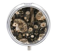 Small Pill Case Gray Hedgehog 3 Compartments Portable Pill Container