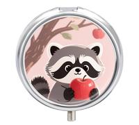 Small Pill Case Little Raccoon 3 Compartments Portable Pill Container