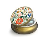 Small Pill Case Pill Box with Mirror Retro 3 Compartment Pill Organizer for Purse or Pocket Bronze Daily Portable Medicine Vitamin Container Fish Oil and Supplement Storage(Hand Painted Wildflowers)