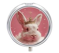 Small Pill Case Rabbit Wearing A Crown 3 Compartments Portable Pill Container