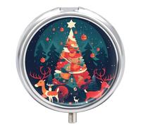 Small Pill Case Reindeer Holiday Decoration 3 Compartments Portable Pill Container