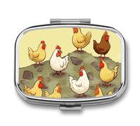 Small Pill Case with 2 Compartment A Brood of Chickens Medicine Pill Case Personalized Travel Pill Box for Purse Travel Pill Organizer Portable Daily Pill Box for Vitamins Supplements Medication