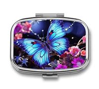 Small Pill Case with 2 Compartment Beauty Butterfly Medicine Pill Case Personalized Travel Pill Box for Purse Travel Pill Organizer Portable Daily Pill Box for Vitamins Supplements Medication