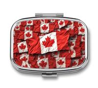 Small Pill Case with 2 Compartment Canadian Flag Medicine Pill Case Personalized Travel Pill Box for Purse Travel Pill Organizer Portable Daily Pill Box for Vitamins Supplements Medication