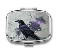 Small Pill Case with 2 Compartment Crow on The Ground Medicine Pill Case Personalized Travel Pill Box for Purse Travel Pill Organizer Portable Daily Pill Box for Vitamins Supplements Medication