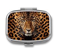 Small Pill Case with 2 Compartment Depict A Leopard Medicine Pill Case Personalized Travel Pill Box for Purse Travel Pill Organizer Portable Daily Pill Box for Vitamins Supplements Medication